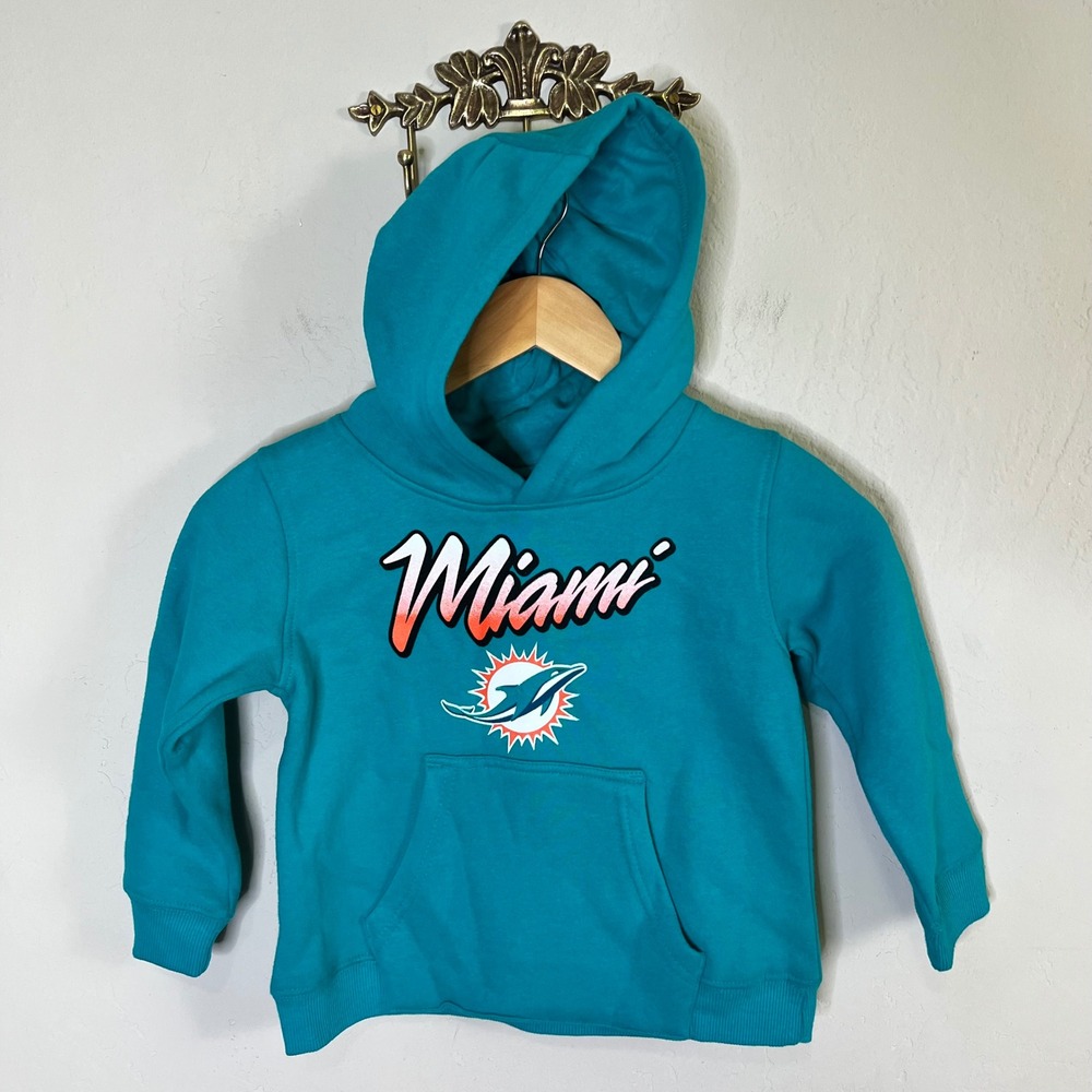 Miami Dolphins Outerstuff Hoodie NFL Boys Size S (4) Teal Pullover Graphic NEW